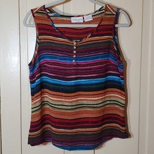 Tribal Striped Sleeveless Scoop Neck Jaclyn Smith